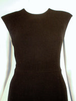 MONIQUE LHUILLIER Black Wool Sleeveless Dress Size 8