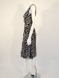 CAROLINA HERRERA Black & White Polka Dot Silk Chiffon Dress Size 8