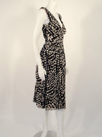 CAROLINA HERRERA Black & White Polka Dot Silk Chiffon Dress Size 8