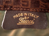 GUCCI Logo Brown Suede Drawstring Bag w/ Gold Hardware