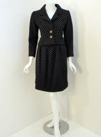 NORMAN NORELL Vintage 2 pc. Black with White Flecks Skirt Suit with Belt