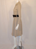 NORMAN NORELL 1950s Oatmeal Wool Dress with Cream Buttons