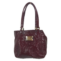 GILLI SHINY Small Patent Leather Burgundy Bag with Rose Detail Front