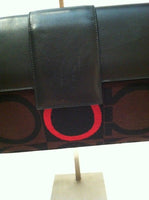 SALVATORE FERRAGAMO Big Black, Brown, Red Logo Canvas Leather and Wool Handbag