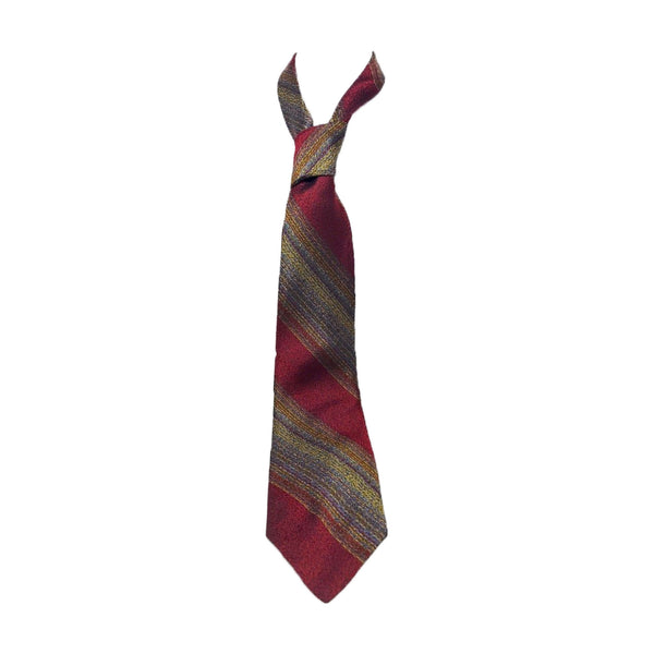 LILLY DACHE Red, Blue, and Yellow Striped Silk Tie 58 in.