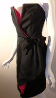 VICTOR COSTA 1980s Black and Pink Silk Cocktail Dress