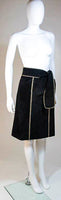 YVES SAINT LAURENT Black Suede Skirt w/ Gold Detail Size 36